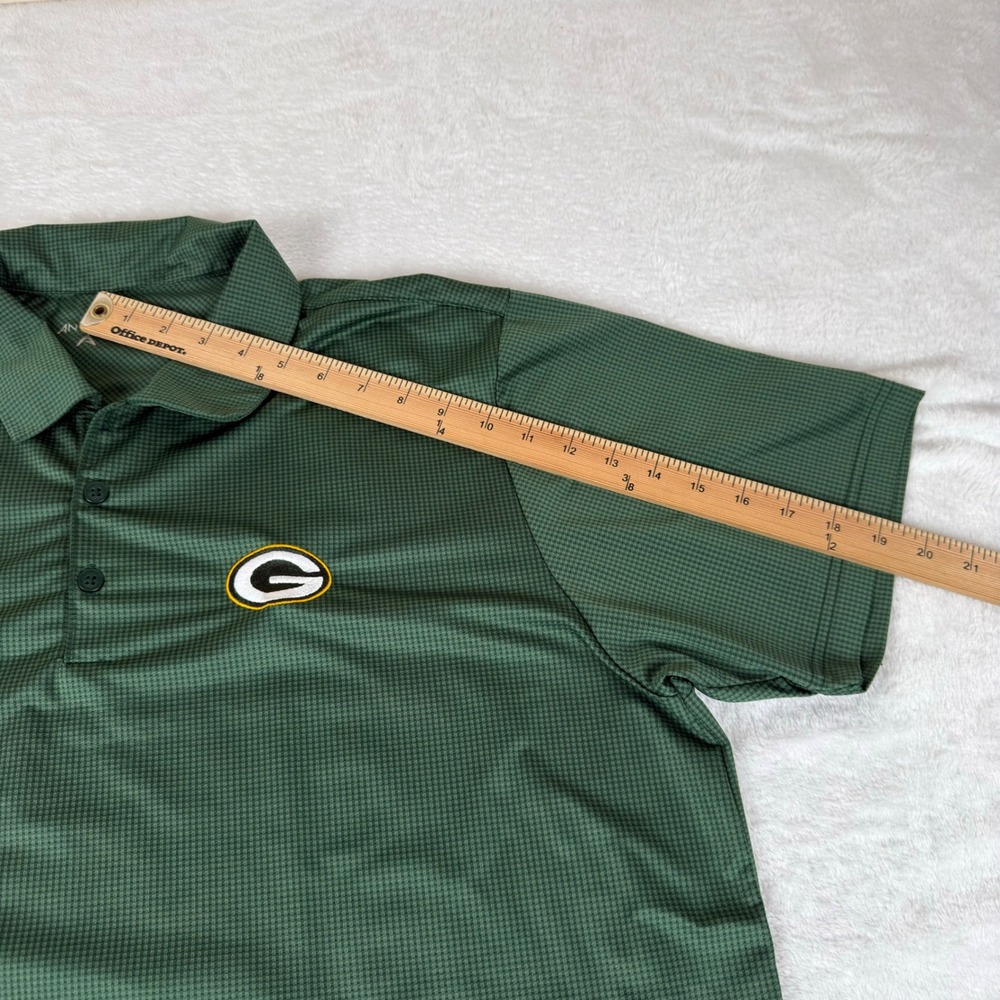 Antigua Green Bay Packers Polo Men's Large Green Check Short Sleeve Stretch - Picture 7 of 8